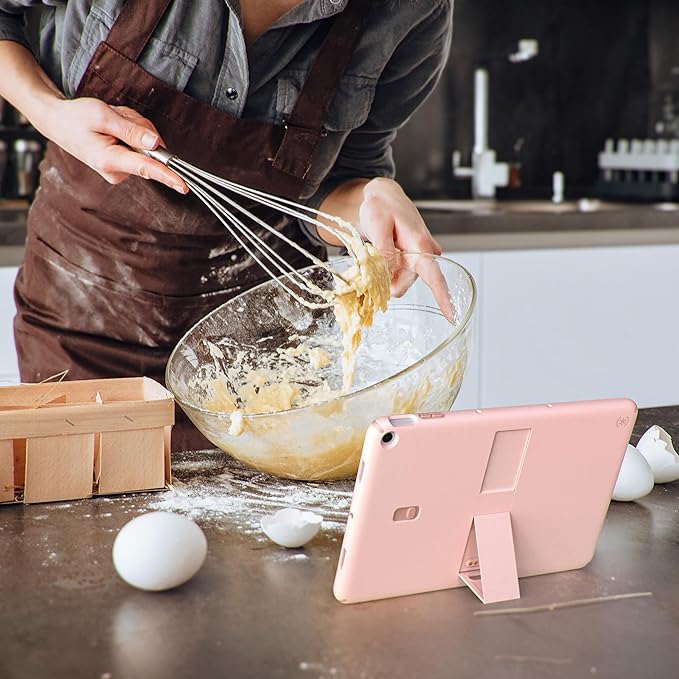 Speck Google Pixel Tablet 2023 Case and Stand - Full Back Thin Scratch Resistant Drop Protection &amp Adjustable Kickstand - Works with Google Pixel Charging Speaker Dock - Coral &amp Rose Standy