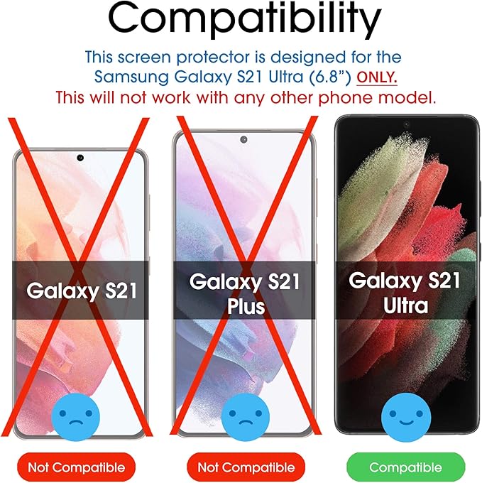 amFilm 3D Curved Screen Protector for Galaxy S21 Ultra 5G 6.8 Inch Fully Compatible with UltraSonic Fingerprint Scanner UV Gel Application Tempered Glass 2 Pack