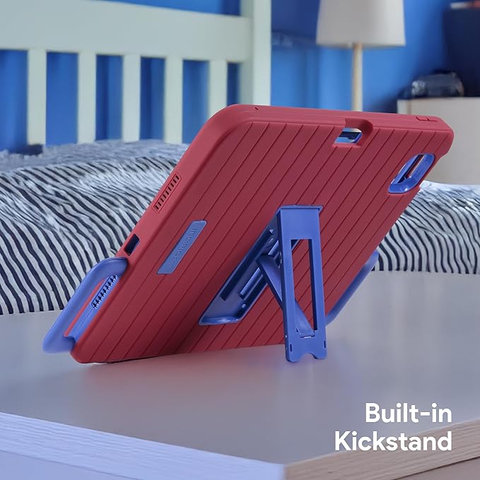 Incipio - Kids Silicone Bumper Case for iPad 11th Gen 4ft Drop Protection Built-in Kickstand Easy-Grip Handles Durable Protective Cover (Blue)