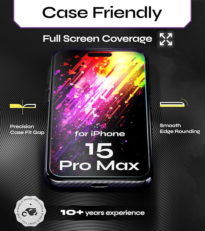 Defenslim for iPhone 15 Pro Max Privacy Screen Protector (2Pack) Easy Auto-Dust &amp Align Install Kit 6.7 Tempered Glass 9H Hardness Privacy Protection Case Friendly SpyShield