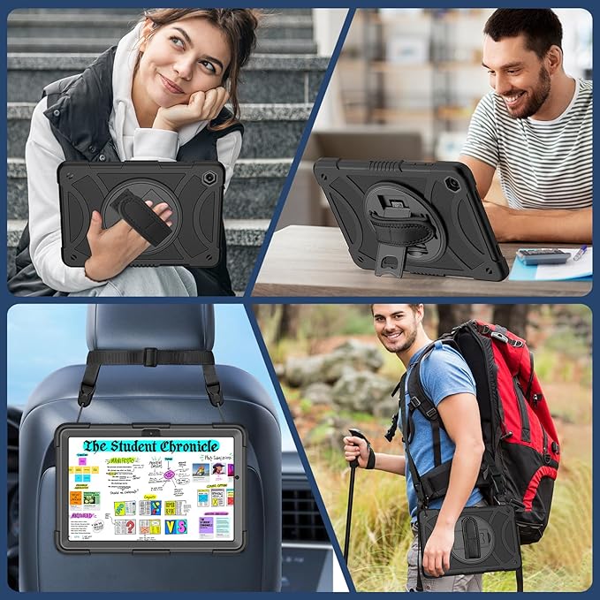 for Samsung Galaxy Tab A11 Plus/A9 Plus case with Screen Protector/ 360° Rotating Stand/Shoulder Strap/Hand Strap Rugged Cover for Galaxy Tab A11+ Plus/A9+ Plus 11 inch 2025/2023 Released