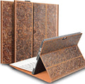Gexmil Case for Surface 13 InchPRO8 2021 Genuine Leather Cover with Built-in Pencil HolderCowhide Folio Cover Anti Fingerprint Anti SlipFlower Brown