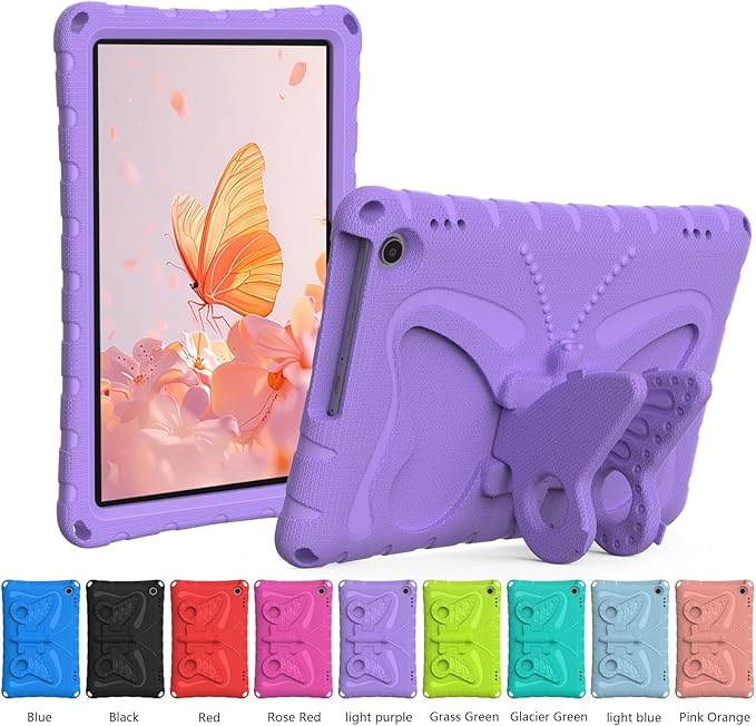 Kids Case Compatible with Kindle Fire HD 10 Tablet (13th/11th Generation 2023/2021 Release) Lightweight Shockproof Case EVA Foam Cover with Shoulder Strap &amp Stand Cover for Boys Girls(Purple)