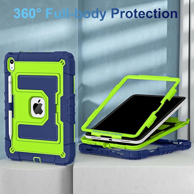 WESOROL Case for iPad A16 11th Generation 11 Inch (2025) iPad 10th Generation 10.9 Inch (2022)i Pad A16 Case Military Grade Shockproof Cases with Pencil Holder Shoulder StrapNavy Green