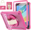 BRAECNstock for iPad 9th/ 8th/ 7th Generation Case 10.2 2021/2020/2019Shockproof Cover with 360° Rotating Hand Strap/StandScreen ProtectorCarrying Shoulder StrapPencil Holder(Rose Red)