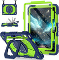 Case for iPad (A16) 11th Generation 11 Inch (2025) / iPad 10th Generation Case 10.9 Inch (2022) with 360° Rotating Stand Screen Protector Pen Holder Shoulder Strap Navy Green