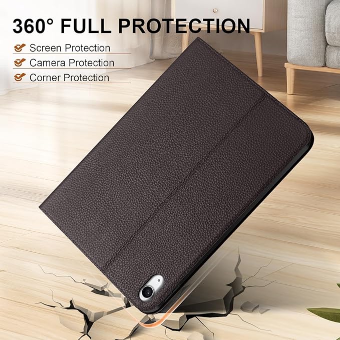 Genuine Leather Case for iPad 11th Gen 11 (2025/A16) &amp 10th Gen 10.9 (2022) | Slim Protective Cover with Adjustable Stand Auto Wake/Sleep Premium Leather | Dark Brown