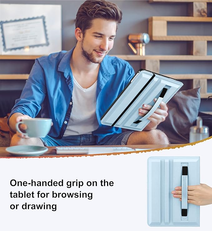 DTTO Rotating Case for iPad 6th / 5th Generation 9.7 Inch 2018/2017 iPad Air 2 / Air 1 Case 360 Degree Swiveling Premium Leather Folio Stand Cover with Pencil Holder - Auto Wake/Sleep Ice Blue