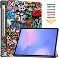 Case for Samsung Galaxy Tab S10 FE+/S10 FE Plus 13.1 Inch 2025 Model (SM-X620/SM-X626B) Tri-Fold Stand Smart PU Leather &amp Hard Back Shockproof Cover with Auto Wake/Sleep Colored Graffiti