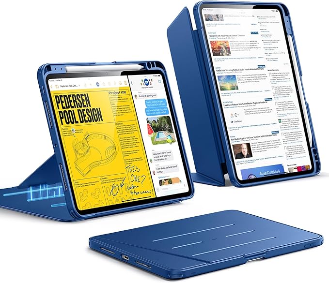 ESR for iPad Pro 11 Inch Case (M5/M4) 2025/2024 Vertical Stand Cover Multi Stand Angles Ultra-Stable Case with Pencil Holder Flip Series Blue