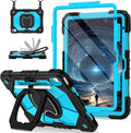 Case for iPad (A16) 11th Generation 11 Inch (2025) / iPad 10th Generation Case 10.9 Inch (2022) with 360° Rotating Stand Screen Protector Pen Holder Shoulder Strap Black Blue