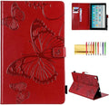 Case for Fire HD 10 Tablet Techcircle Butterfly Embossed Slim Folding Stand Cover with Credit Card/Cash Holder Case for Amazon Fire HD 10.1 5th/7th/9th Generation-2015/2017/2019 Release Burgundy
