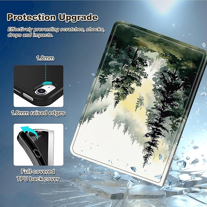 Case for Amazon Fire HD 10 and 10 Plus Tablet (13th/11th Gen 2023/2021 Release) Multi-Angle Viewing Leather Smart Stand Back Cover with Auto Sleep Wake Forest