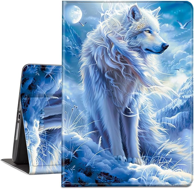 Case for Kindle Paperwhite 12th Generation 7 &amp Kindle ColorSoft Signature Edition PU Leather Protective Cover with Auto Sleep/Wake for Kindle Paperwhite 2024 – White Wolf