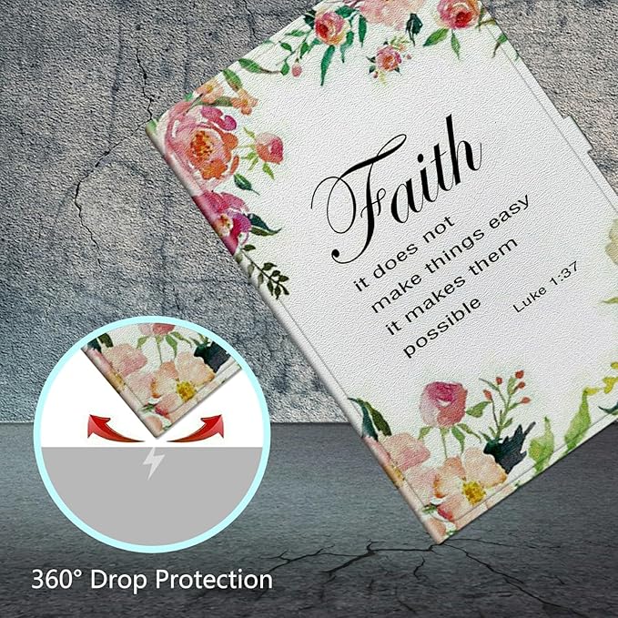 Universal 10.0 Tablet Case Universal Case for 9.6-10.5 Inch Android Tablet Slim PU Leather Stand Folio Shell Cover with 360 Degree Rotatable Kickstand Multiple Viewing1-37 Bible Verse Christian
