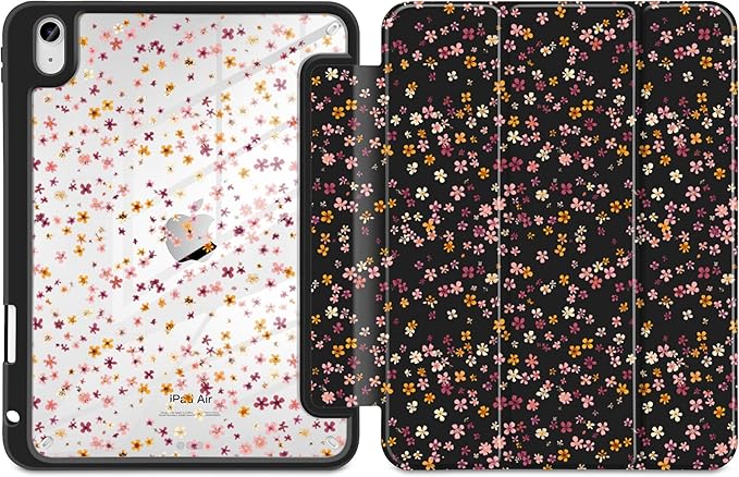 MecBevia Case for iPad Air 11-inch M4 2026 / M3 2025 / M2 2024 Slim Protective Cover with Built-in Pencil Holder Auto Wake/Sleep Tiny Floral