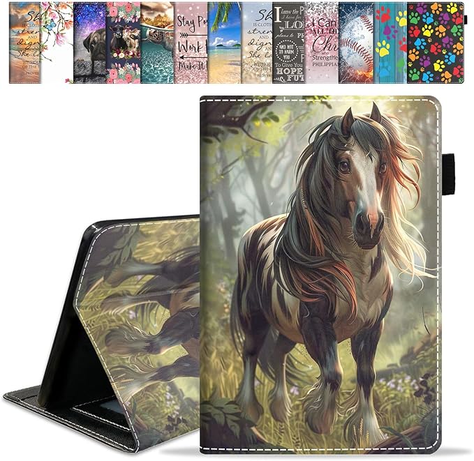 Case for Amazon Kindle Fire HD 10 &amp 10 Plus Tablet 10.1 (13th/11th Generation 2023/2021 Release) - Premium PU Leather Cover with Auto Sleep Wake Horse