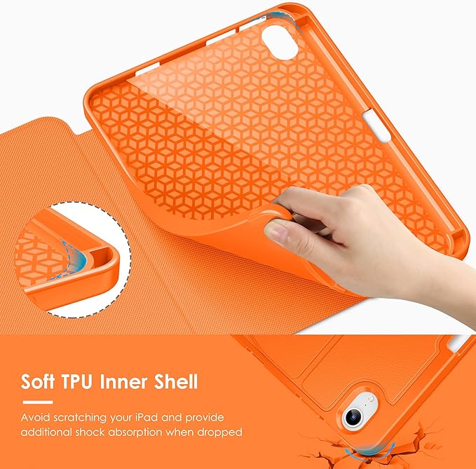 VIKESI Case for iPad iPad mini 7 (A17 Pro) and iPad mini 6Multiple Angles Magnetic Stand CoverShockproof Soft BackPencil Holderand Auto Sleep/WakeOrange