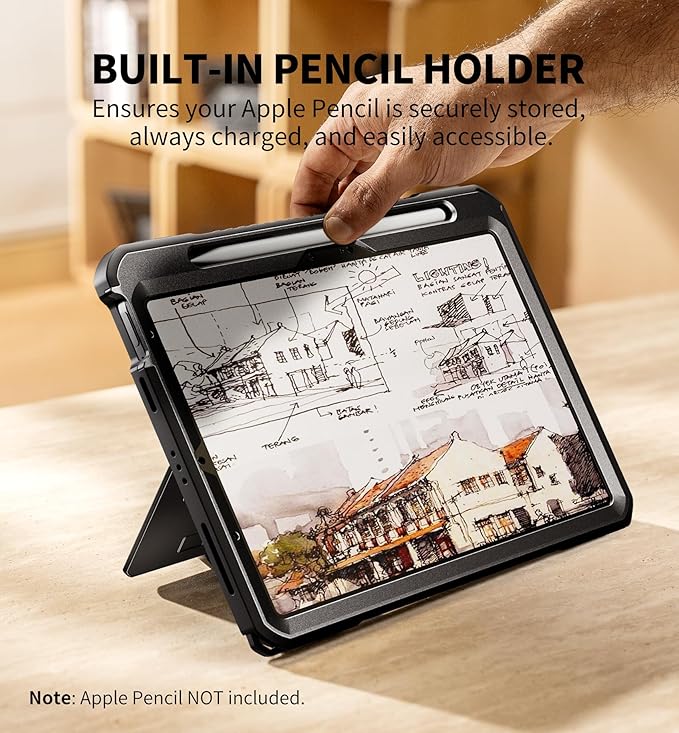 Dexnor Case for iPad Air 11 inch M3/M2 iPad Air 5th/4th Generation 10.9 inch Rugged Case with 360° Rotating Hand Strap &amp Stand &amp Screen Protector &amp Pencil Holder Shockproof Full-Body Cove