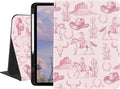 Stylish Case for iPad Pro 13-inch(M4) 2024Pink Cowboy Textured Folio Case with Pencil Holder Multi-Angle View Adjustable Stand Auto Wake/Sleep(Model Number:A2925/A2926/A3007) for Women