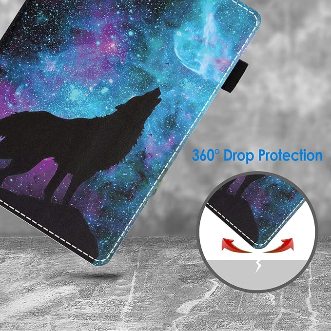 Case for All-New Amazon Fire HD 10 &amp 10 Plus Tablet 10.1 (13th/11th Generation 2023/2021 Release) Slim Stand Folio Cover with Card Slot &amp Auto Wake/Sleep - Galaxy Nebula Wolf