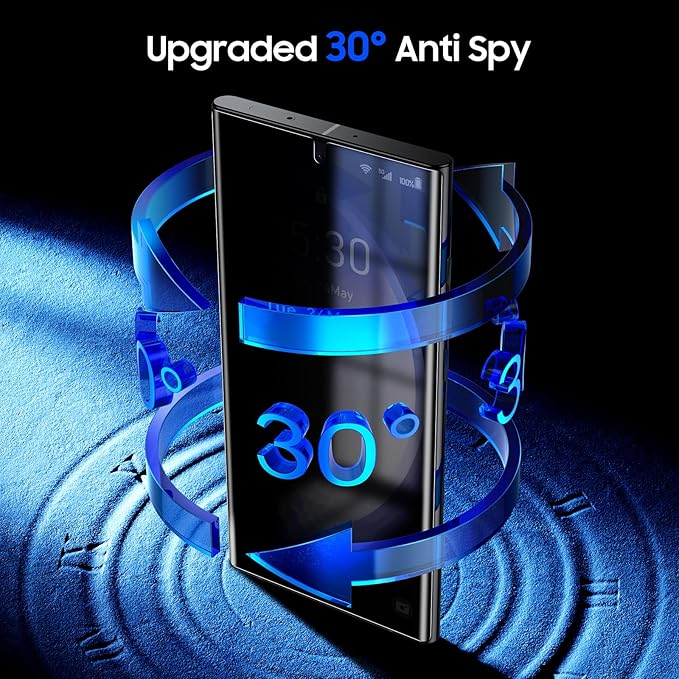 UniqueMe [2 Pack] for Samsung Galaxy S23 Ultra Privacy Screen Protector [Dust-Free Kit] Auto-Positioning Bubble Free Easy installation 3D Curved Full Coverage [Not Glass][Support Fingerprint Unlock]-