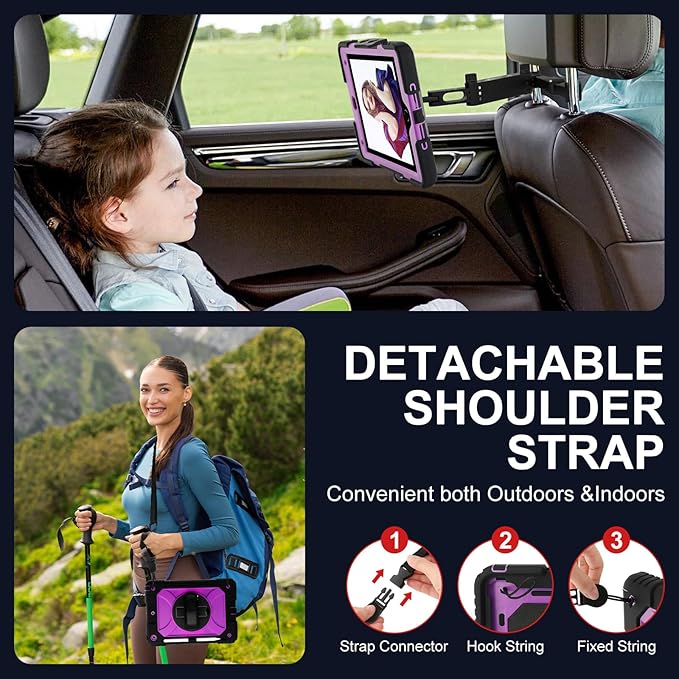 for iPad 9th/8th/7th Generation CaseiPad 10.2 Case 2021/2020/2019 with Cute Key Chain Rugged Protective Case with 360°Rotating Stand &amp Shoulder Hand Strap &amp Pen Slot for 10.2 Inch (Black+Pu