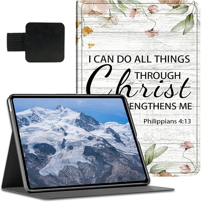 for Kindle Scribe 10.2 Inch (2022/2024 Released) Case with Pen Holder &amp Auto Wake/Sleep Smart Shockproof Protective Cover for Kindle 10.2 2022 Signature E-ReaderBible Philippians 4:13