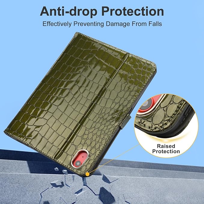 Elegant Case for Samsung Galaxy Tab A9 Plus 11 Inch 2023（Model: SM-X210/X216/X218） Premium Leather Crocodile Cover | Stand | Card Pockets| Wrist Strap| S Pen Holder (Dark Green)