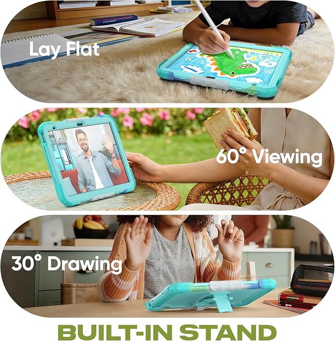 HXCASEAC Kids Case for iPad A16 11th/10th Generation Full Body Protective Design | Foldable Stand | Screen Protector | Pencil Holder Durable for iPad 11th Gen 11 inch / 10th Gen 10.9 inchCamo Blue
