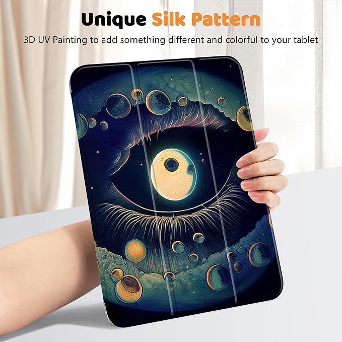Tuiklol Case for iPad 11 inch A16 2025 Generation 11th / iPad 10.9 inch 2022 10th Gen Buit in Pencil Holder with Shockproof Cover PC Clear Transparent Back Shell Auto Wake/Sleep Huge Stars