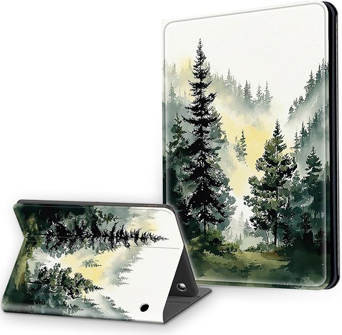 Case for Amazon Fire HD 10 and 10 Plus Tablet (13th/11th Gen 2023/2021 Release) Multi-Angle Viewing Leather Smart Stand Back Cover with Auto Sleep Wake Forest