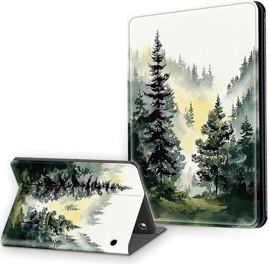 Case for Amazon Fire HD 10 and 10 Plus Tablet (13th/11th Gen 2023/2021 Release) Multi-Angle Viewing Leather Smart Stand Back Cover with Auto Sleep Wake Forest