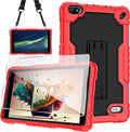 Case for BLU M8L 2022BLU M8L Plus 8 inch Tablet - [Built-in Kickstand] Anti Slip Kids Friendly Shockproof Silicone Protective Cover with Screen Protector (Red/Black/1 PC)