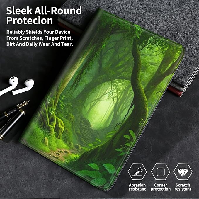 Case for Kindle Paperwhite 12th Generation &amp Kindle Colorsoft Signature Edition 2024 7 inch Lightweight Smart Case PU Leather Adjustable Stand Protective Cover with Auto Wake/Sleep - Forest Green
