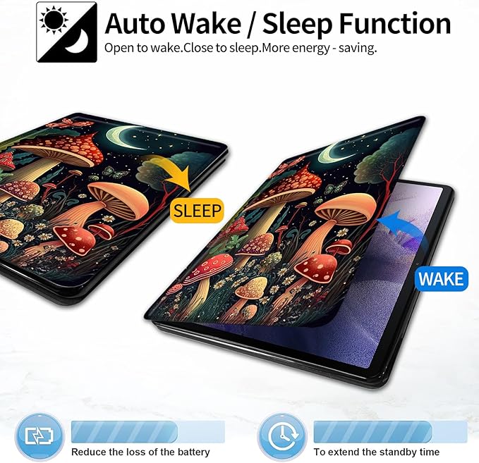 for iPad Air 13 Inch Case M3/M2 2025/2024for iPad Pro 12.9 Case 2022/2021/2020 6th/5th/4th GenPU Leather Slim Standing Smart Cover with Auto Sleep/WakeNight Sence Mushrooms