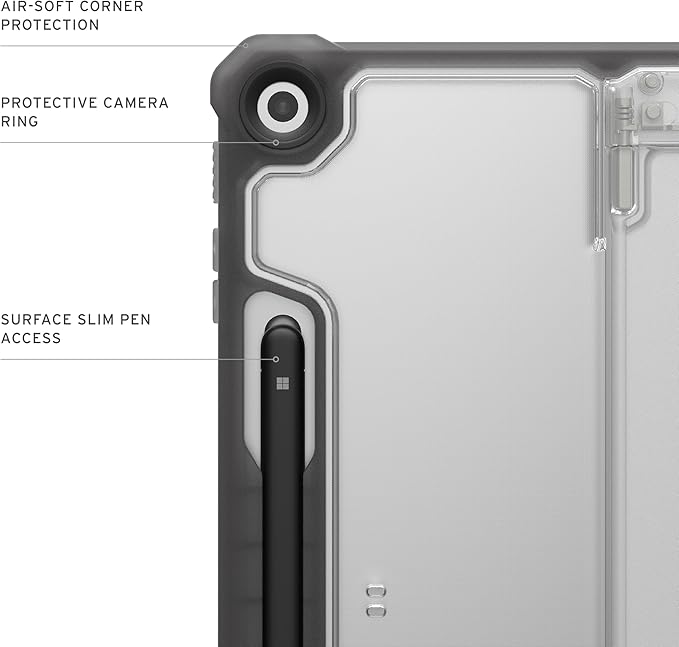 URBAN ARMOR GEAR UAG Designed for Microsoft Surface Pro 1st Edition 12 Case - Rugged Transparent Clear Protective Cover with Multi-Angle Built-in Kickstand &amp Pen Holder Military Grade Plyo Ice/A