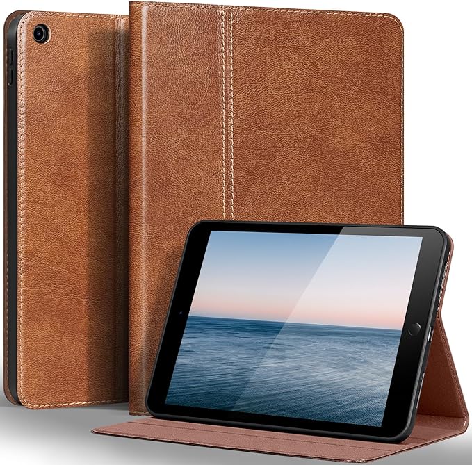 Gexmil Leather Case for iPad 10.2 Inch 9th/8th/7th Gen 2021/2020/2019Premium Cowhide Folio Cover with Auto Wake/SleepAdjustable Stand Anti FingerprintVegetable Tanned Brown