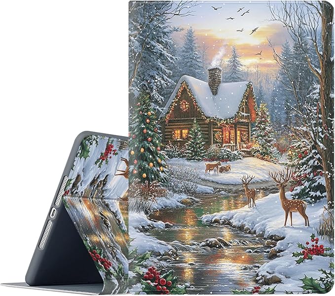 Case for Samsung Galaxy Tab A11/A9 8.7-Inch 2025/2023Adjustable Stand Auto Wake/Sleep Function Full Body Protection Cover - Christmas Cabin Snow Scene