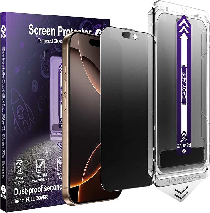 2-Pack Matte Privacy Screen Protector for iPhone 16 Pro MaxAnti-Glare &amp Anti-SpyAnti-FingerprintSmooth as SilkEasy Installation Military-Grade 9H Hardness