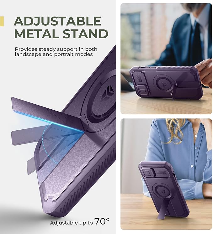 Dexnor for iPhone 15 Plus/14 Plus Case with Slide Camera Cover&ampAdjustable Kickstand&ampBuilt-in Screen ProtectorMagsafe Rugged Shockproof Bumper Cases Heavy-duty Magnetic Protective CoverPhanto