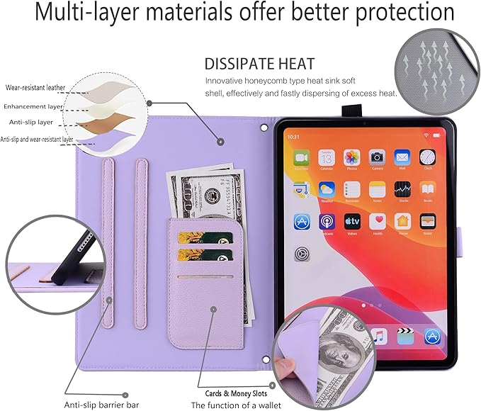 Flip Case for Samsung Galaxy Tab S10 Ultra/S9 Ultra/S8 Ultra 14.6 Cute Cat Design Slim Fit Multi Angle Stand Shockproof Cards Holder Protective Shell Cover for Samsung 14.6 Tablet Purple