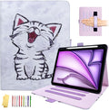 for iPad Air 11 inch Case M3 2025/M2 2024 &amp iPad Air 5th/4th Gen 10.9 &amp iPad Pro 11 inch Case 4th/3rd/2nd/1st Gen with Pencil Holder/Stand/Hand StrapAuto Wake/Sleep Cute Red-Billed Cat