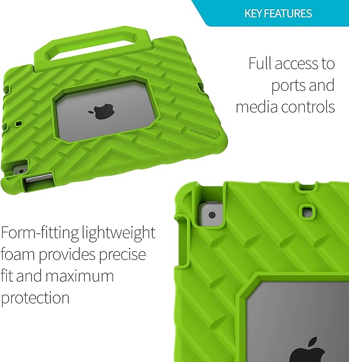 Gumdrop FoamTech Case ONLY fits Apple iPad 9th | 8th | 7th Generation (10.2-inch) Rugged Lightweight Shockproof &amp Drop Tested for Kids K-12 Students Teachers Classrooms &amp School Use - Lime Gre