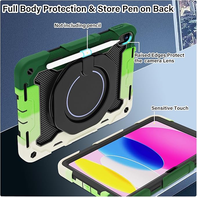 ROISKIN Case for iPad 11 inch (A16) 11th Generation 2025 iPad 10th Generation Case 10.9 for Kids with Screen Protector360 Kickstand &amp HandleShoulder StrapHeavy Duty Military Grade Drop Protec