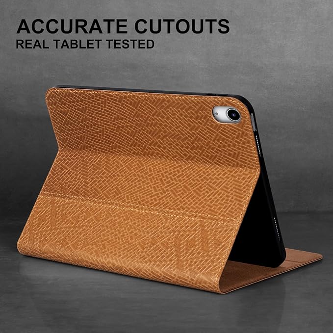Leather Case for iPad Air 11 Inch M3 2025/ M2 2024iPad Air 10.9 Inch Case 5th/4th Gen. 2022/2020 Full Grain Leather CoverProtective Smart Folio with Auto Sleep/Wake Brown Stripe