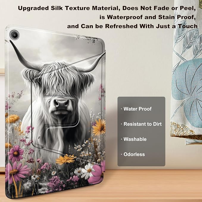 B&W Highland Cow Floral