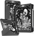 for iPad 9th/8th/7th Generation 10.2 Inch Case with Pen Holder for Boys Girls Women Men Cute Cartoon Anime Cool Funny Protector Stand Tablet Cover for Apple i Pad 7/8/9 Coffee Skull