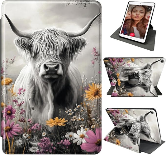 B&W Highland Cow Floral