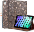 Gexmil Genuine Leather Case for iPad mini 7 (A17 Pro) 2024iPad mini 6 Generation 8.3 Inch Case 2021 Anti Fingerprint/SlipCowhide Folio Cover Auto Sleep/Wake with Adjustable StandButterfly Pattern